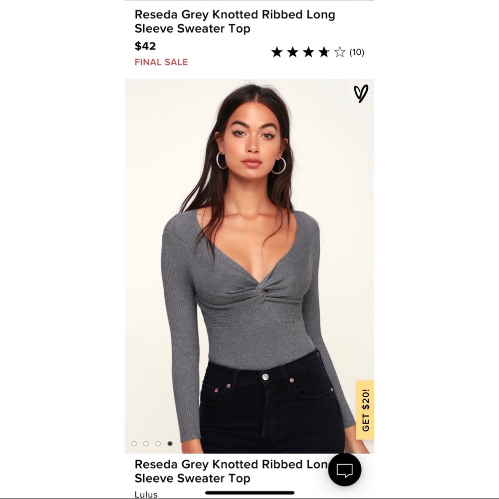 Lulu’s Reseda Grey Knotted Ribbed Sweater